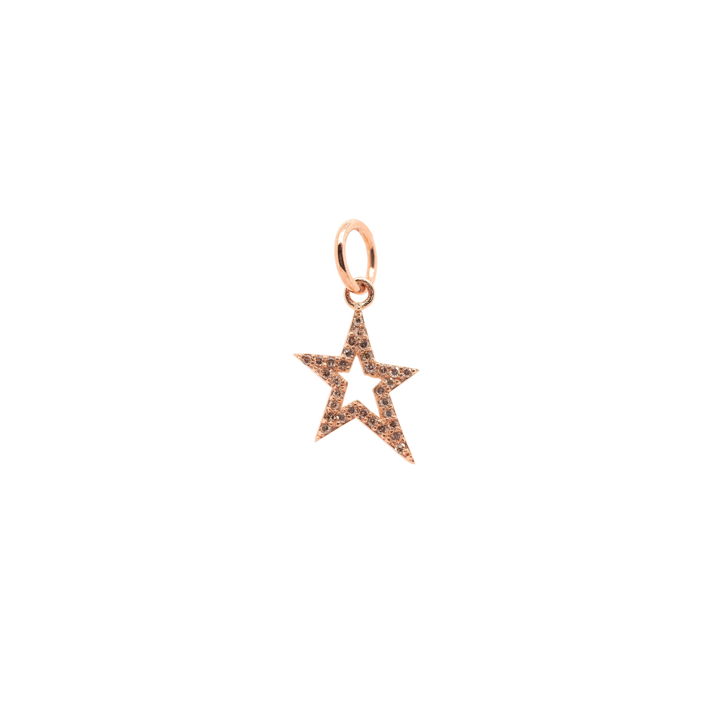 Yellow Gold Baby Hollow Diamond Star Pendant: A 14K gold pendant in the shape of a hollow star with small diamonds.