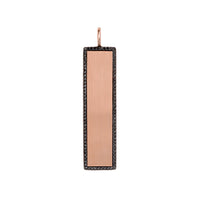 Rose Gold Black Diamond Dog Tag: crafted in 14K gold, featuring a rectangular pendant with a black diamond-encrusted edge.