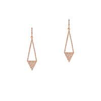 Rose Gold Diamond Arrow Earrings: a pair of 14K gold diamond earrings in the shape of an upside-down arrow 