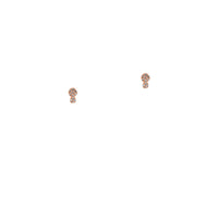 Rose Gold Diamond Double Dot Studs: A pair of 14K gold diamond stud earrings with a post and butterfly back fastening.