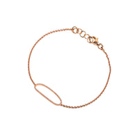 Rose Gold Diamond Oval Bracelet: A 14K gold diamond oval bracelet with a lobster clasp fastening.