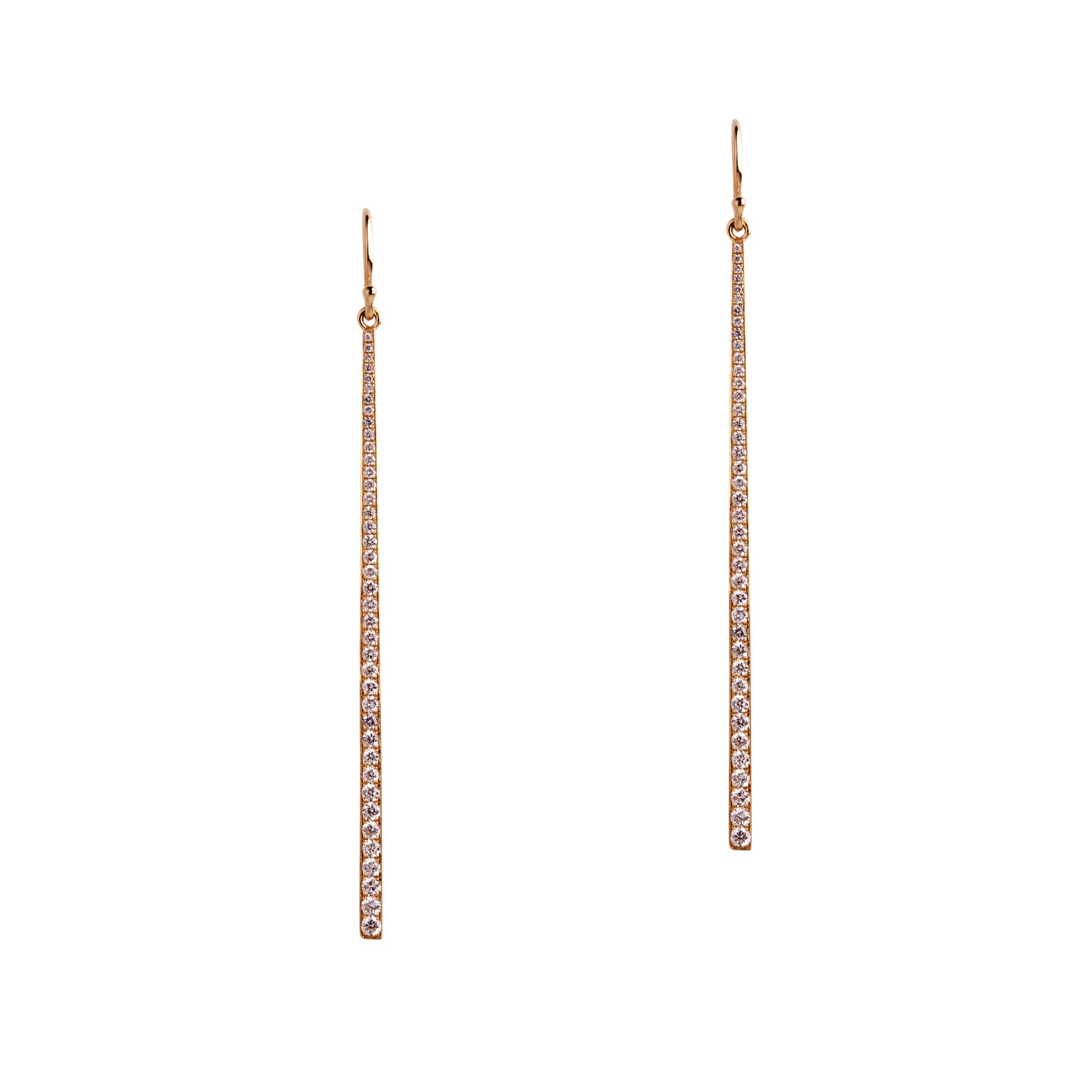 Rose Gold Diamond Stick Earrings: a pair of 14K gold earrings with a stick design