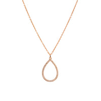 Rose Gold Diamond Teardrop Necklace: 14K necklace with a diamond-encrusted teardrop pendant