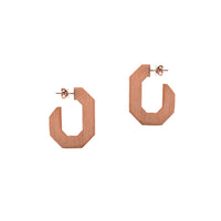 Rose Gold Flat Angular Huggies: a pair of 14K gold flat hoop earrings 