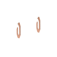 Rose Gold Flat Angular Huggies: a pair of 14K gold flat hoop earrings 