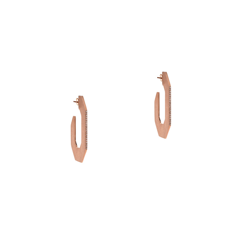 Rose Gold Flat Angular Huggies: a pair of 14K gold flat hoop earrings 