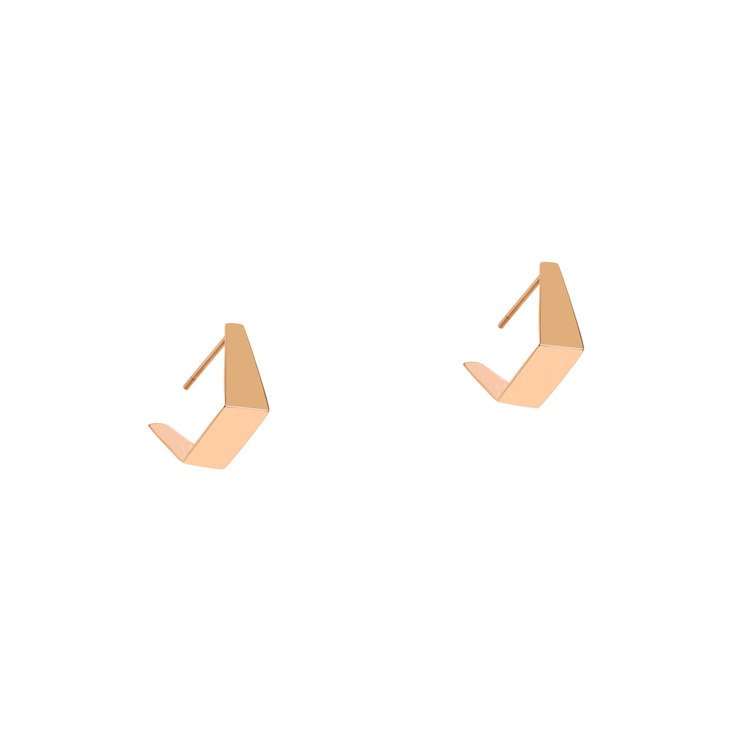 Rose Gold Fold-over Studs: a pair of 14K gold stud earrings 