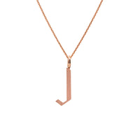 Rose Gold "J" Small Alphabet Necklace: A 14K gold alphabet pendant with the letter 'J' with a chain