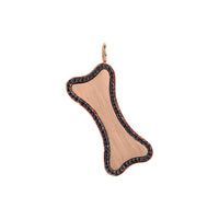 Rose Gold Large Black Diamond Dog Bone Pendant: A large 14K gold engravable dog bone pendant surrounded by black diamonds