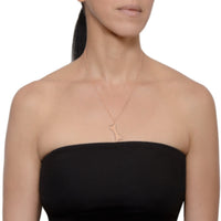 Rose Gold Large Diamond Dog Bone Necklace on a model