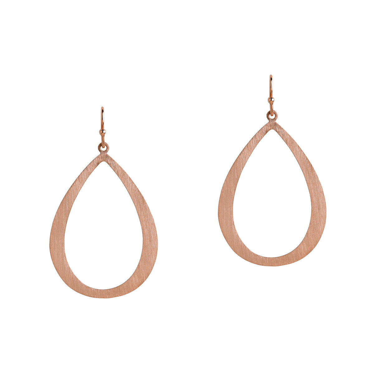 Rose Gold Medium Stackable Teardrops: a pair of 14K gold teardrop earrings with a French wire back, displayed against a white background.