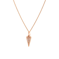 Rose Gold Mini Folded Heart Necklace: A gold pendant in the shape of a folded heart with diamonds, set on a chain.