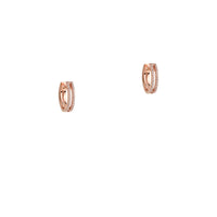 Rose Gold Mini Open Bar Diamond Huggies: a pair of mini 14K gold huggie earrings with two rows of diamonds 
