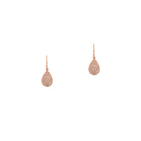 Rose Gold Mini Pave Diamond Teardrops: A pair of 14K gold pave diamond earrings with a mini teardrop design