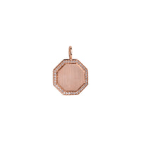 Rose Gold Octagon Diamond Pendant: A 14K gold diamond engravable pendant with an octagonal shape