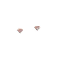 Rose Gold Shield Studs: A pair of 14K gold diamond diamond shaped stud earrings.