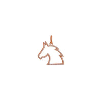 Rose Gold Small Horse Head Pendant: A 14K gold diamond pendant in the shape of a small horse head