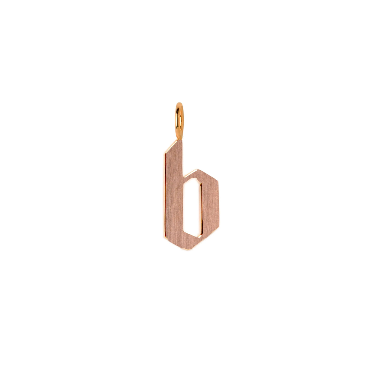 Rose Gold "b" Small Alphabet Pendant: A 14K gold alphabet pendant with the letter 'b' 