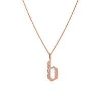 Rose Gold "b" Small White Diamond Alphabet Necklace: A 14K gold diamond alphabet pendant with the letter 'b' with a chain