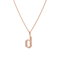 Rose Gold "d" Small White Diamond Alphabet Necklace: A 14K gold diamond alphabet pendant with the letter 'd' with a chain