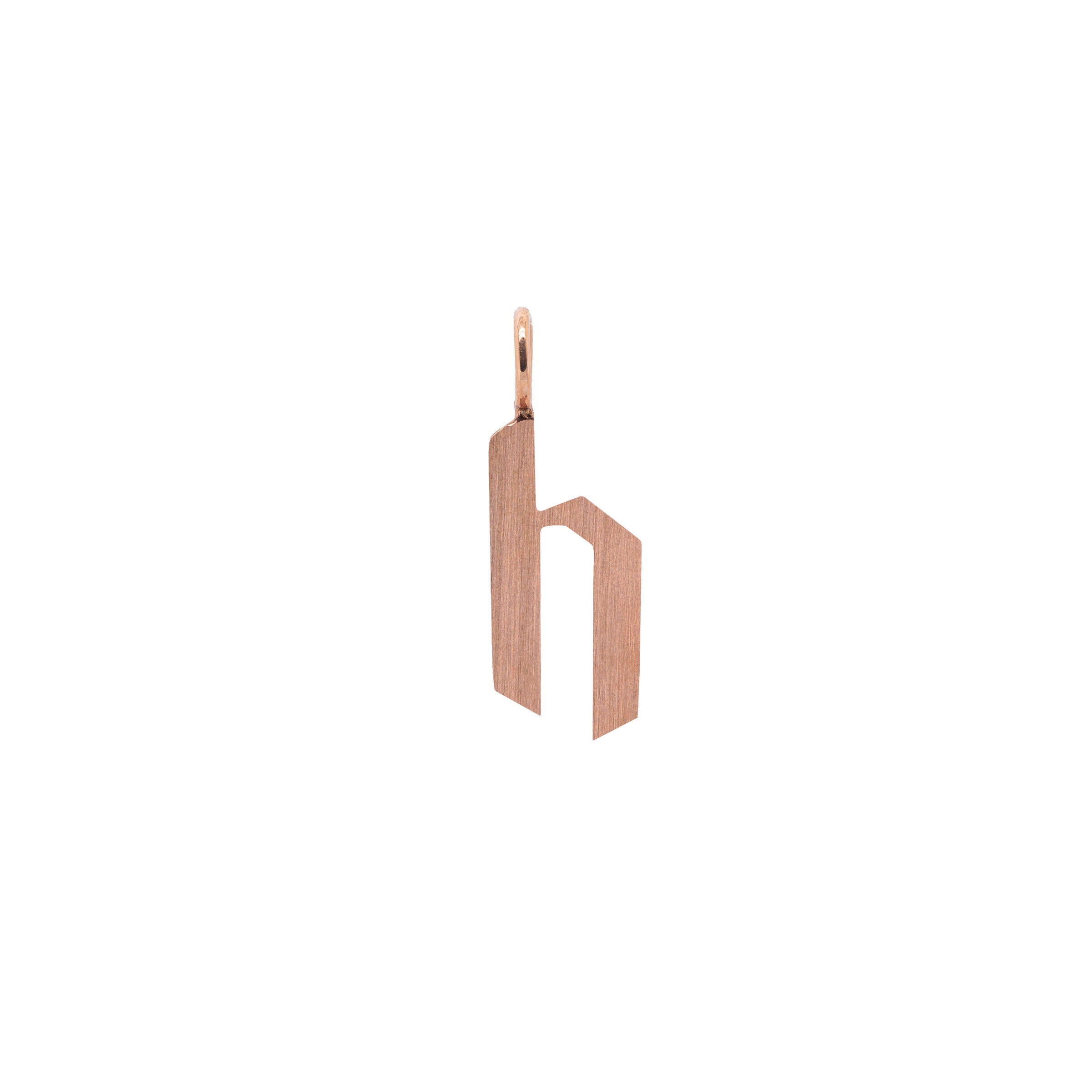 Rose Gold "h" Small Alphabet Pendant: A 14K gold alphabet pendant with the letter 'h' 