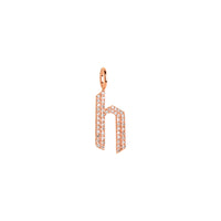 Rose Gold "h" Small White Diamond Alphabet Pendant: A 14K gold diamond alphabet pendant with the letter 'h' 