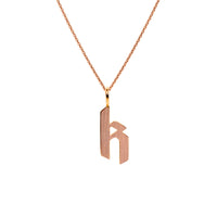 Rose Gold "k" Small Alphabet Necklace: A 14K gold alphabet pendant with the letter 'k' with a chain