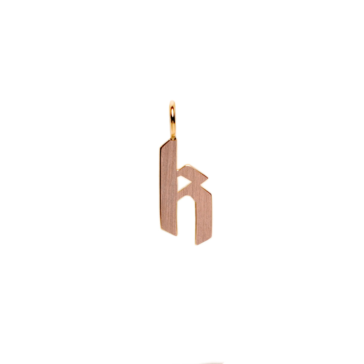Rose Gold "k" Small Alphabet Pendant: A 14K gold alphabet pendant with the letter 'k' 