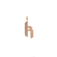 Rose Gold "k" Small Alphabet Pendant: A 14K gold alphabet pendant with the letter 'k' 
