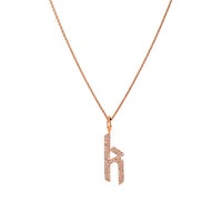 Rose Gold "k" Small White Diamond Alphabet Necklace: A 14K gold diamond alphabet pendant with the letter 'k' with a chain