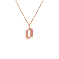 Rose Gold "o" Small Alphabet Necklace: A 14K gold alphabet pendant with the letter 'o' with a chain