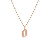 Rose Gold "o" Small White Diamond Alphabet Necklace: A 14K gold diamond alphabet pendant with the letter 'o' with a chain