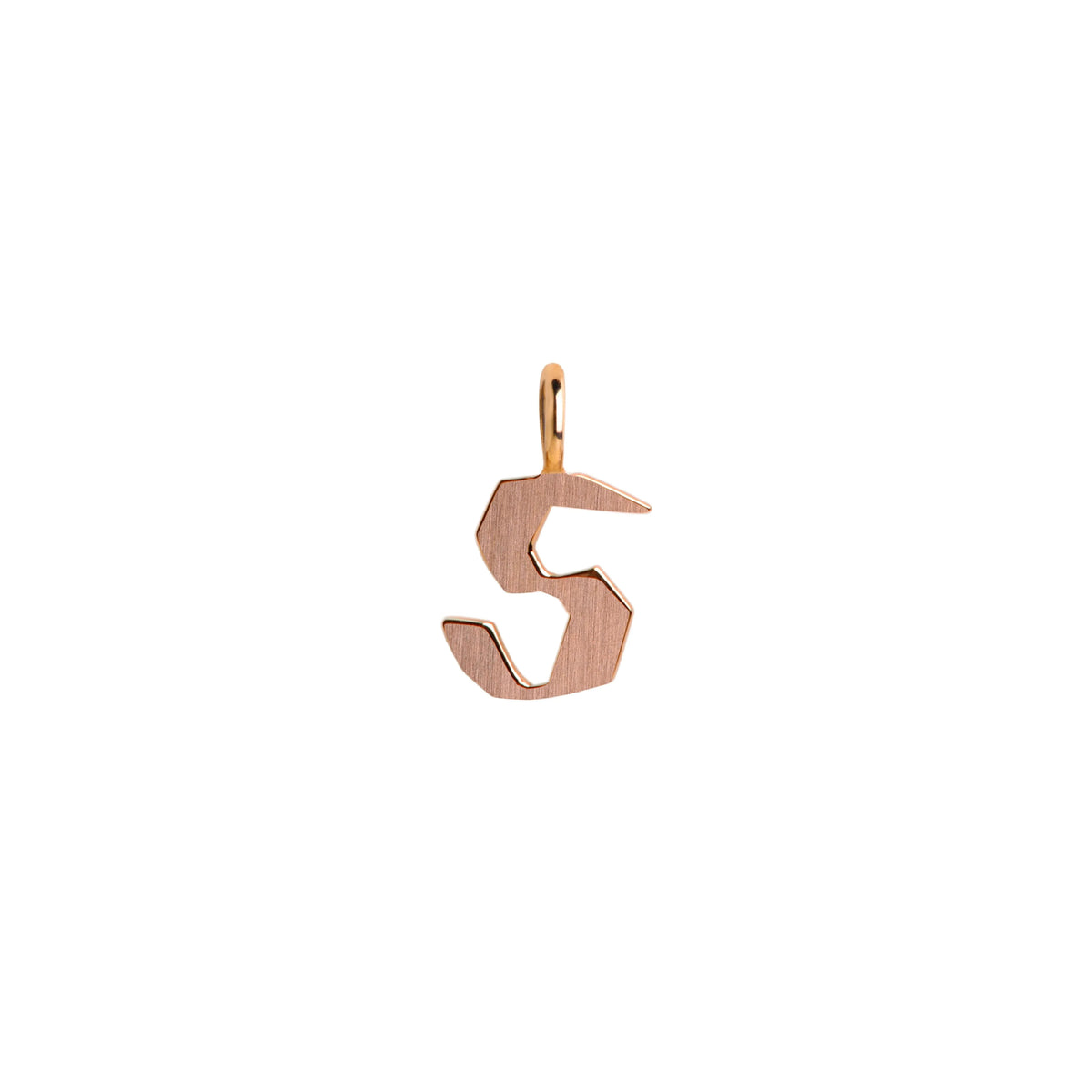 Rose Gold "s" Small Alphabet Pendant: A 14K gold alphabet pendant with the letter 's' 
