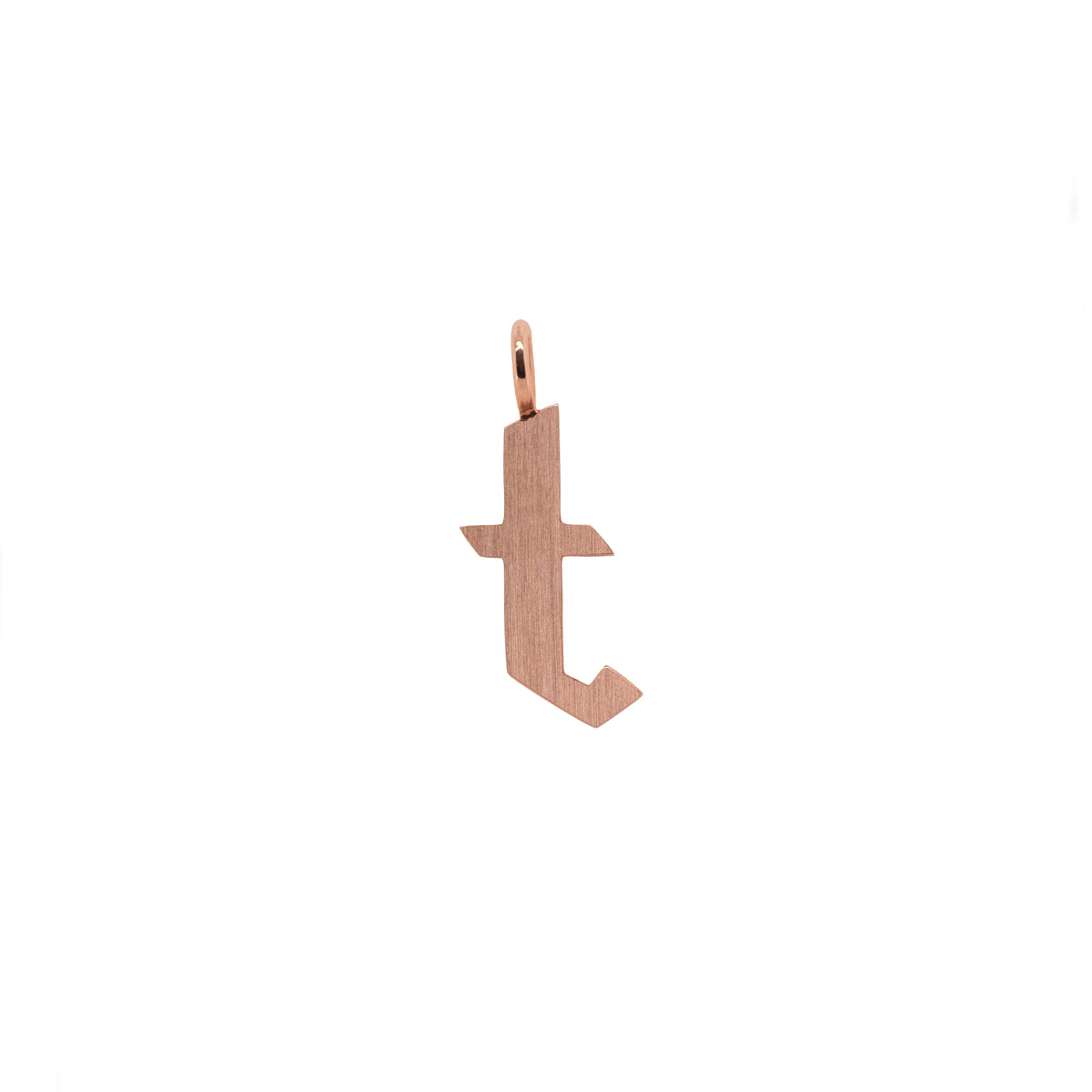 Rose Gold "t" Small Alphabet Pendant: A 14K gold alphabet pendant with the letter 't' 