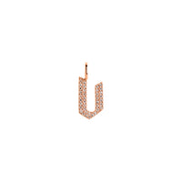 Rose Gold "v" Small White Diamond Alphabet Pendant: A 14K gold diamond alphabet pendant with the letter 'v' 