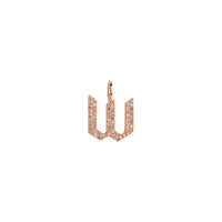 Rose Gold "w" Small White Diamond Alphabet Pendant: A 14K gold diamond alphabet pendant with the letter 'w'