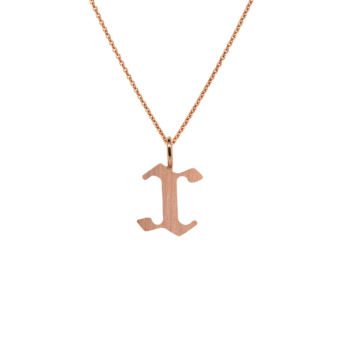 Rose Gold "x" Small Alphabet Necklace: A 14K gold alphabet pendant with the letter 'x' with a chain