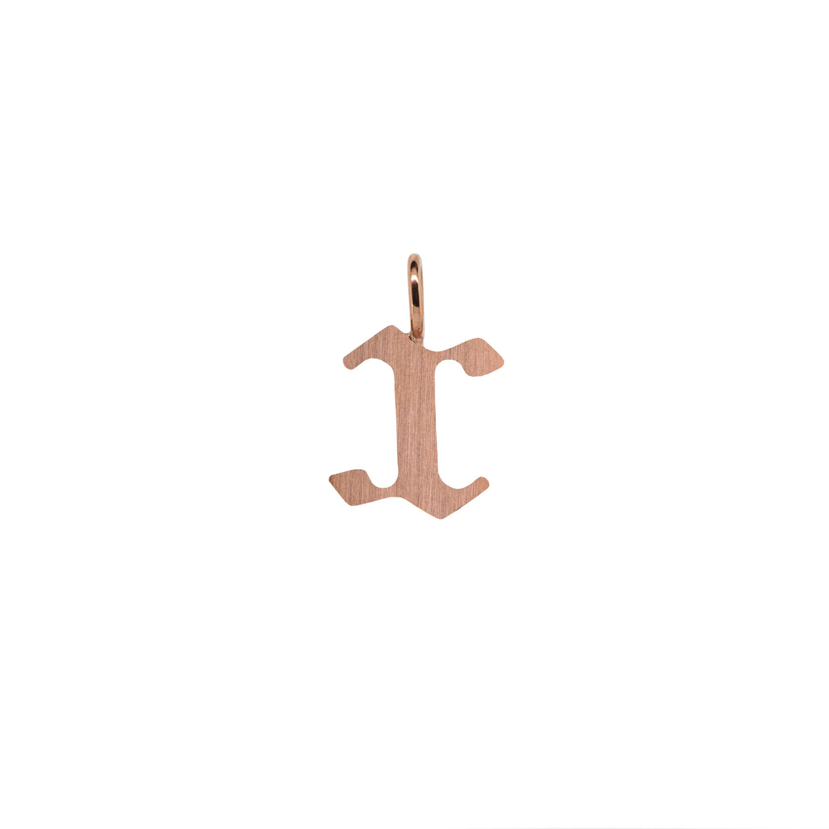 Rose Gold "x" Small Alphabet Pendant: A 14K gold alphabet pendant with the letter 'x' 