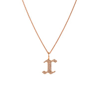 Rose Gold "x" Small White Diamond Alphabet Necklace: A 14K gold diamond alphabet pendant with the letter 'x' with a chain