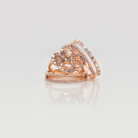 Rose Gold Deco Ring, the Diamond Clover Ring, and Open Bar Diamond Ring