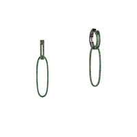 GREEN GARNET OPEN BAR HUGGIES w/ REVERSIBLE GREEN GARNET & BLACK SPINEL OVAL EXTENSIONS - Bridget King Jewelry