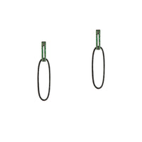 GREEN GARNET OPEN BAR HUGGIES w/ REVERSIBLE GREEN GARNET & BLACK SPINEL OVAL EXTENSIONS - Bridget King Jewelry