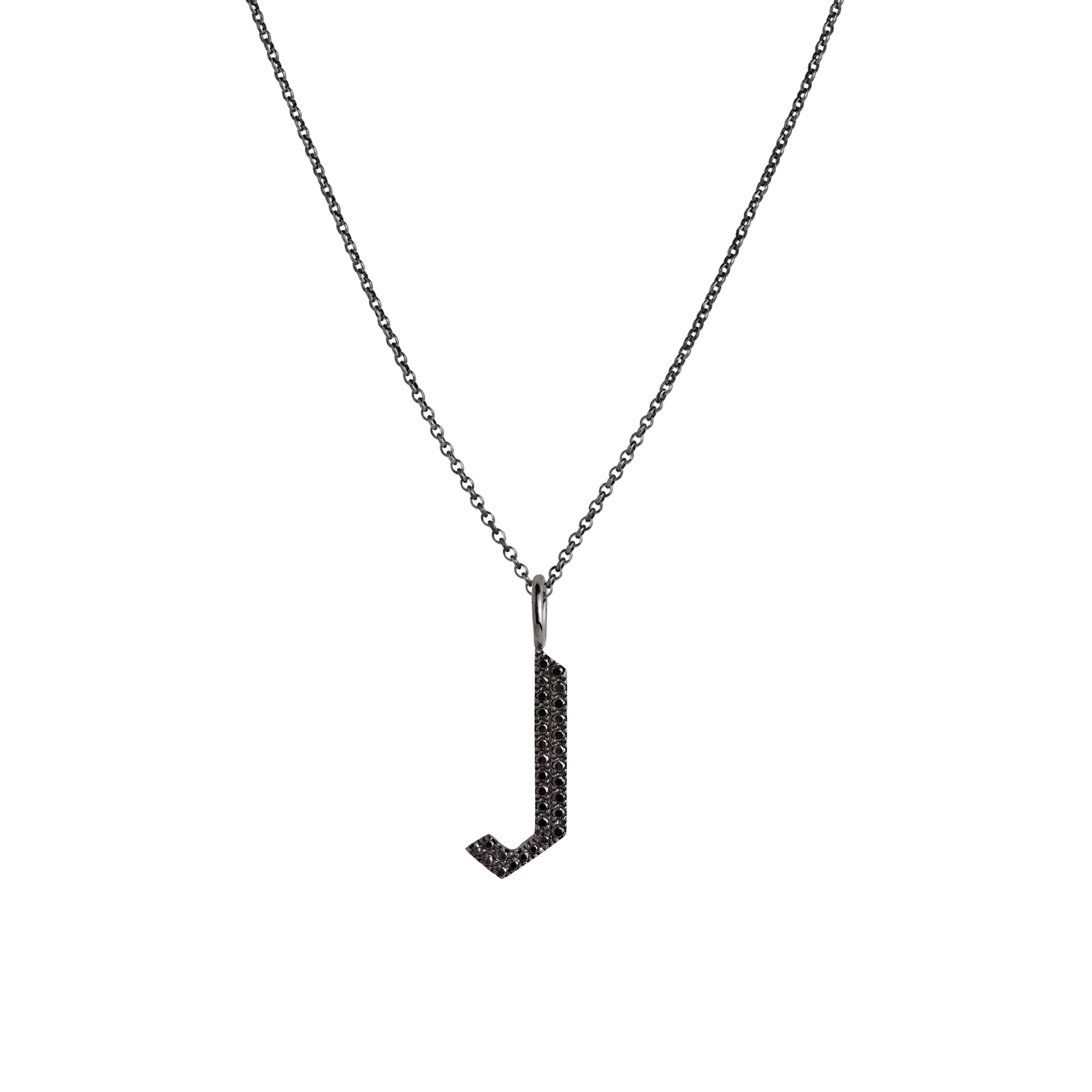 SMALL BLACK DIAMOND ALPHABET NECKLACE