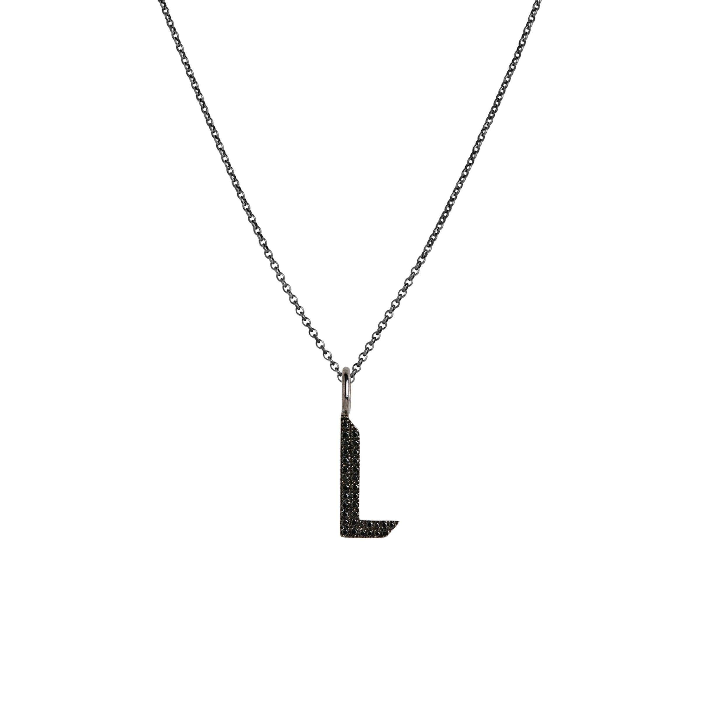 SMALL BLACK DIAMOND ALPHABET NECKLACE