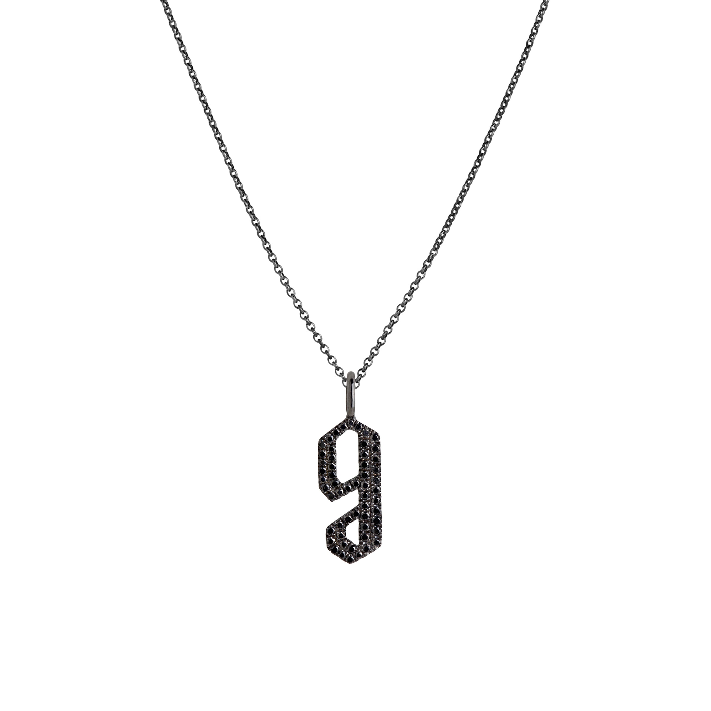 SMALL BLACK DIAMOND ALPHABET NECKLACE