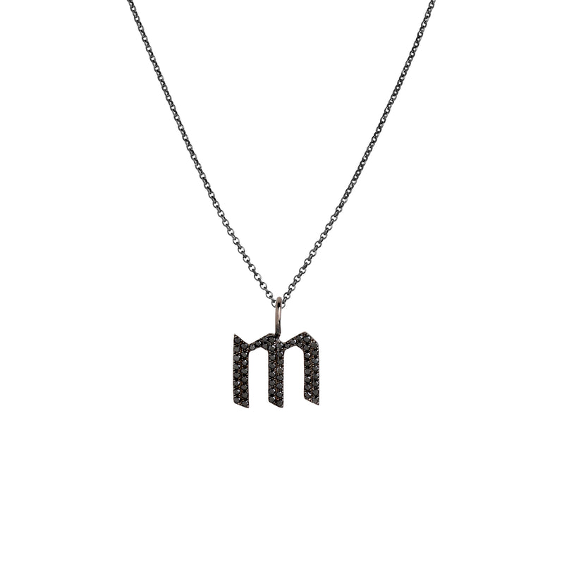 SMALL BLACK DIAMOND ALPHABET NECKLACE