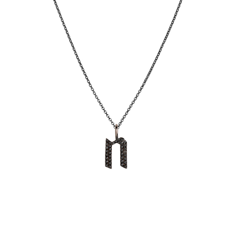 SMALL BLACK DIAMOND ALPHABET NECKLACE