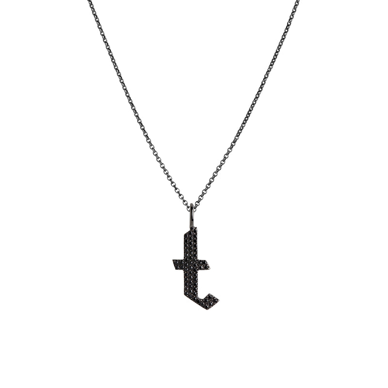 SMALL BLACK DIAMOND ALPHABET NECKLACE