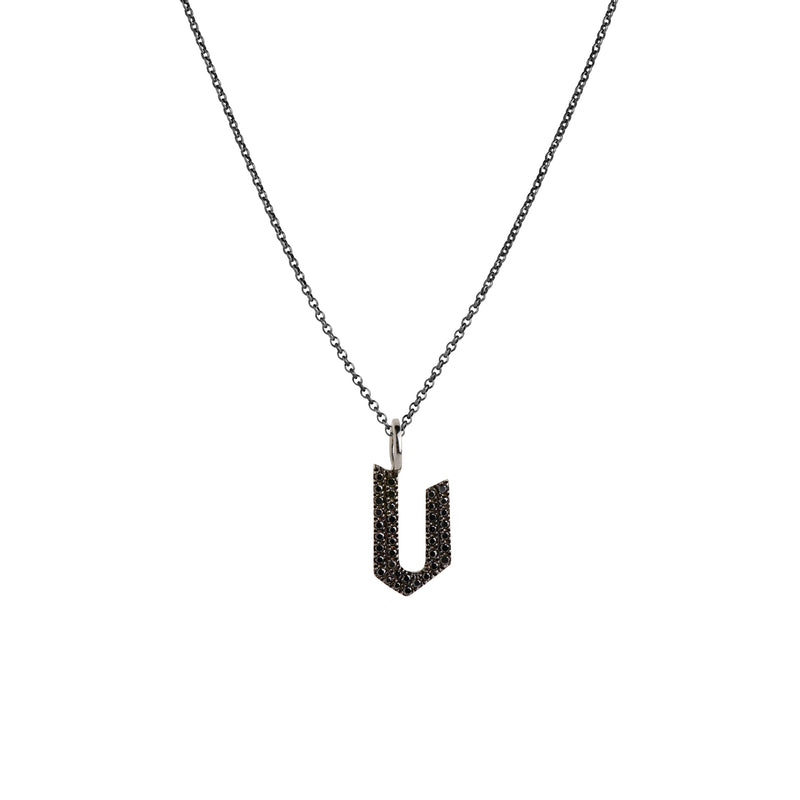 SMALL BLACK DIAMOND ALPHABET NECKLACE