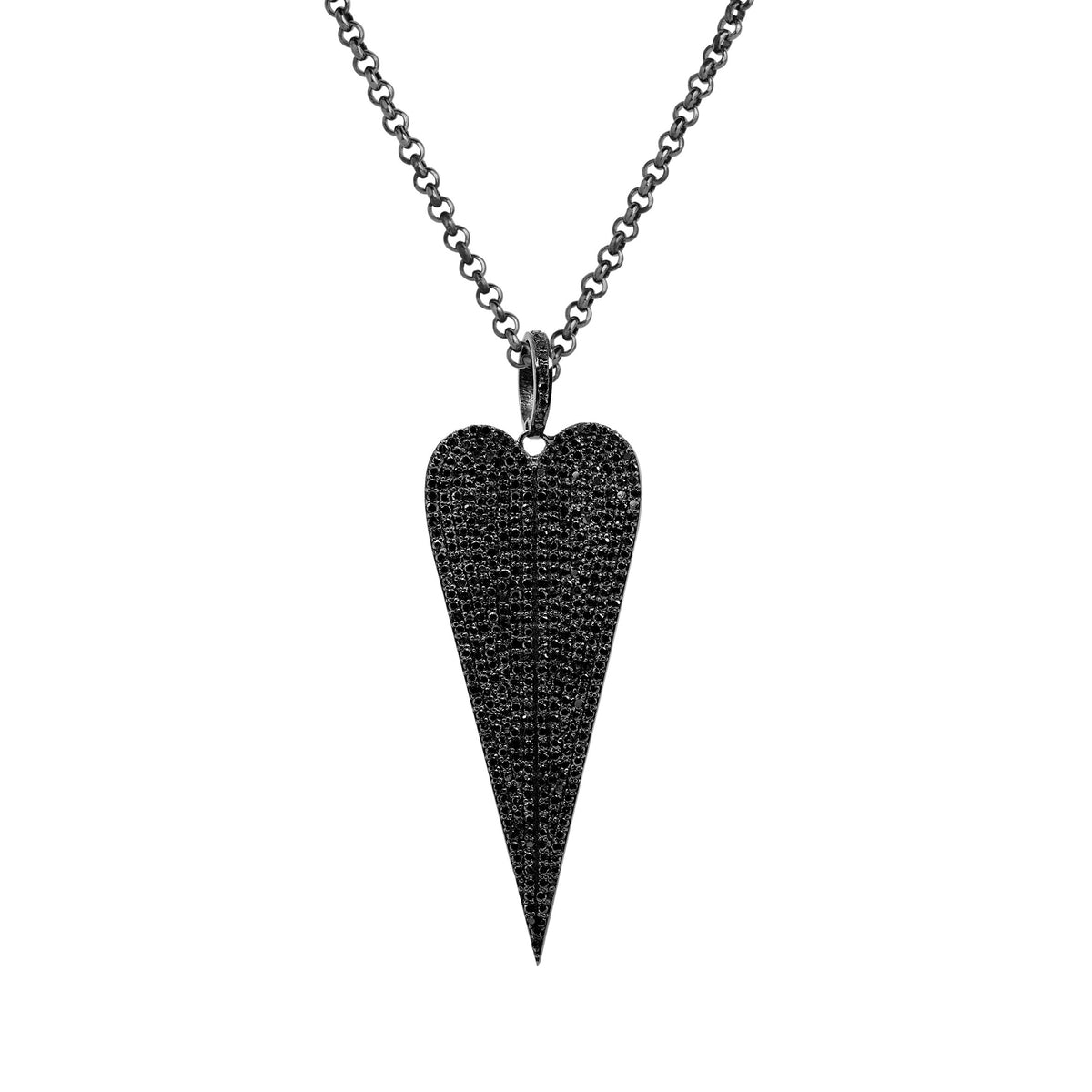 LARGE BLACK DIAMOND HEART PENDANT - Bridget King Jewelry